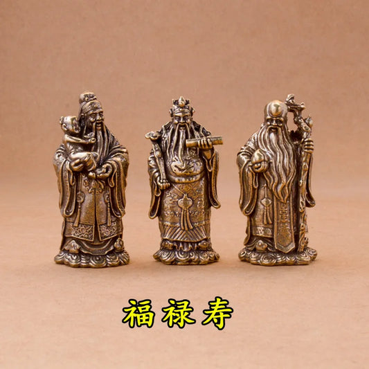 Mini Fu Lu Shou Bronze Statues