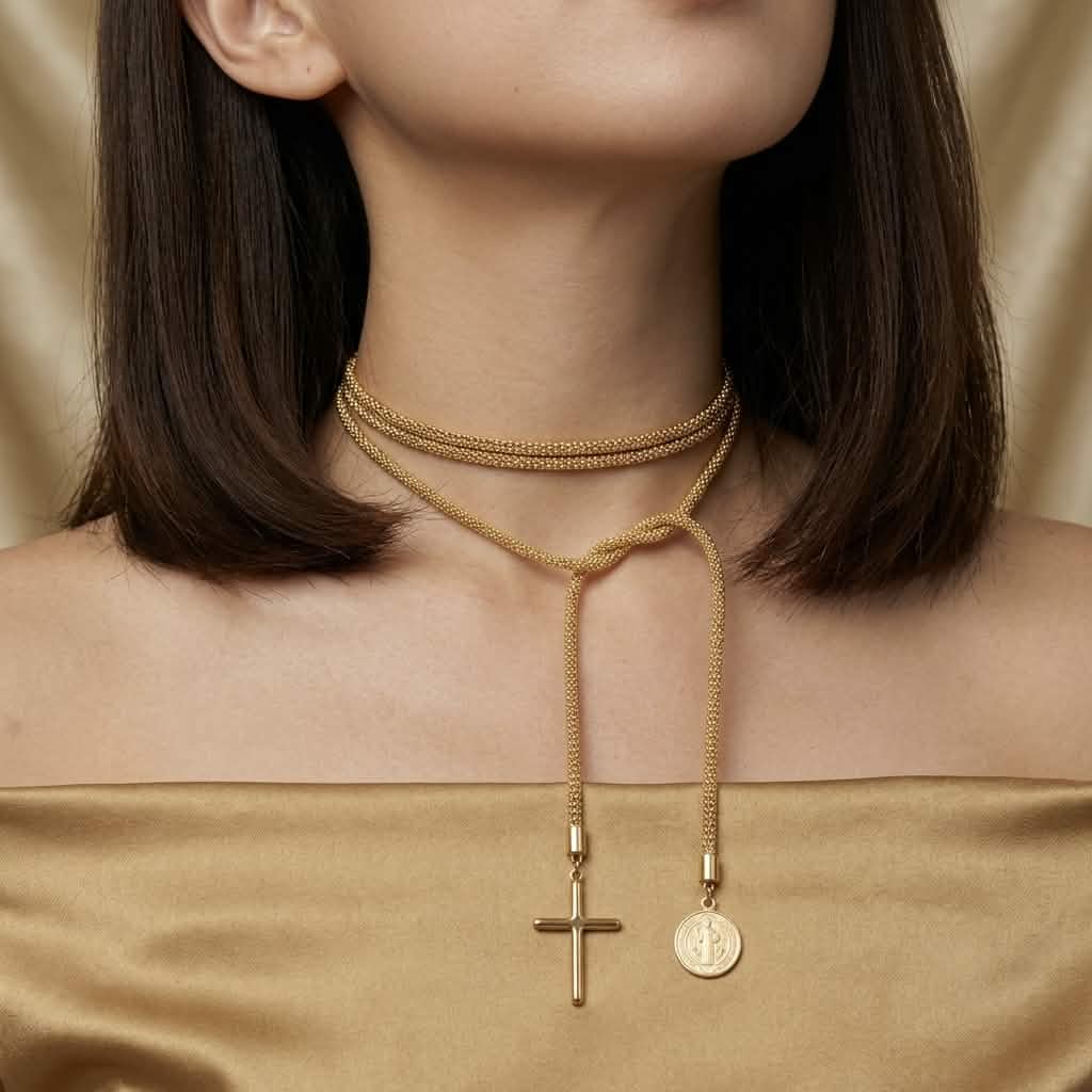 San Benito Medal Lariat Necklace