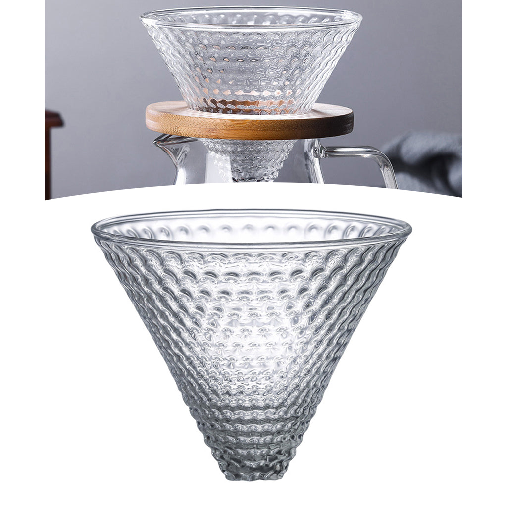 Pour Over Glass Cone and Wooden Filter Stand