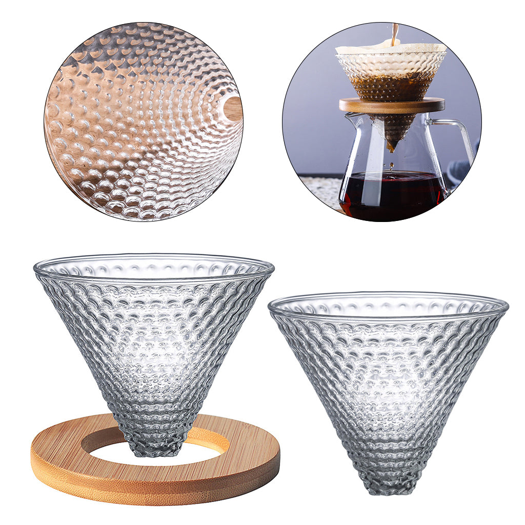 Pour Over Glass Cone and Wooden Filter Stand