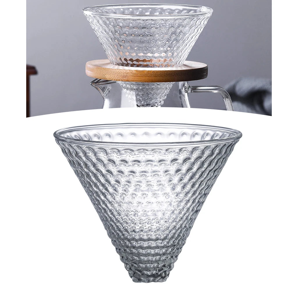 Pour Over Glass Cone and Wooden Filter Stand