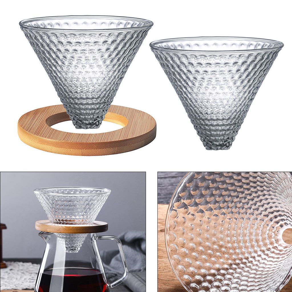 Pour Over Glass Cone and Wooden Filter Stand
