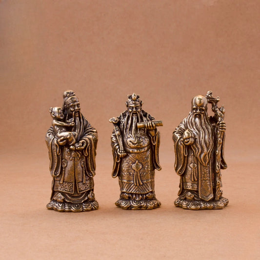 Mini Fu Lu Shou Bronze Statues