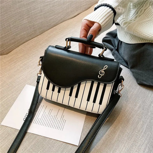 Fun Piano Women Shoulder Bag Korean Fashion Lady Messenger Bag Cute Small Pu Leather Square Crossbody Bag Flap Female  Handbag