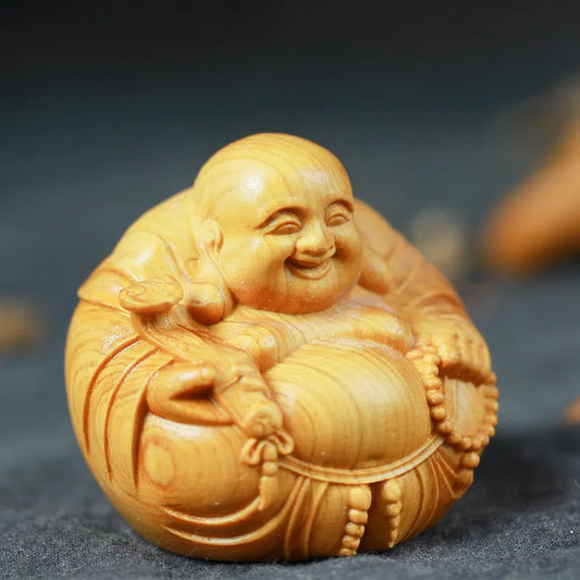 Wood carved Maitreya Buddha