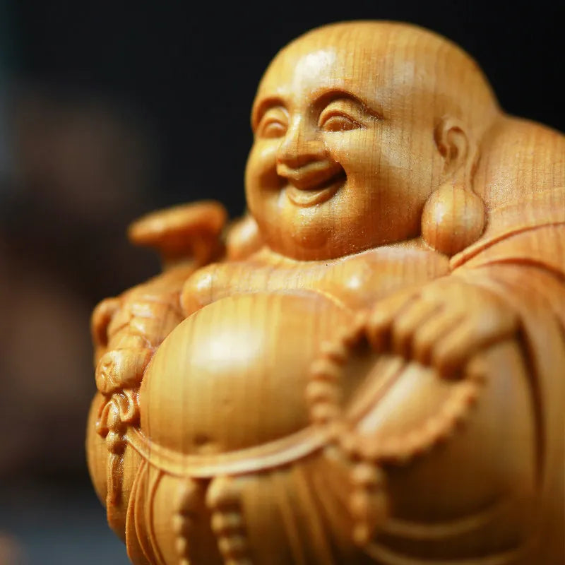 Wood carved Maitreya Buddha