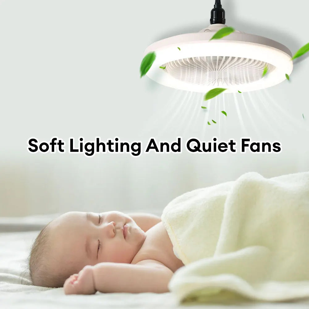 2-in-1 LED Ceiling Fan Light with Remote Control - Dimmable E27 Cooling Fan Lamp