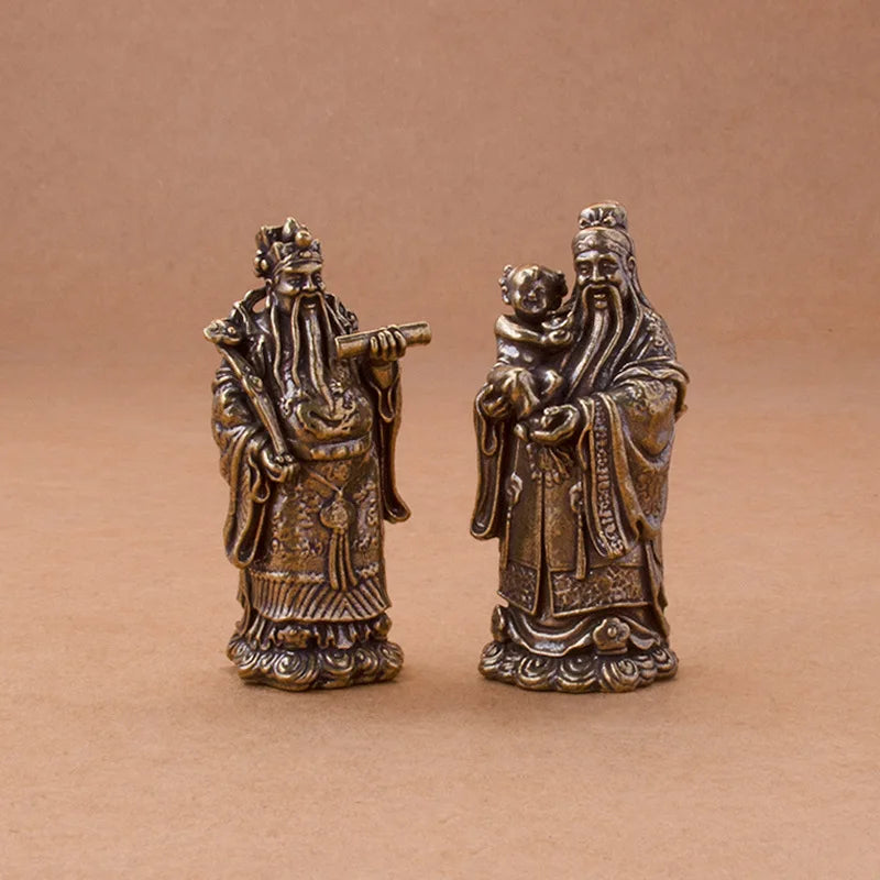 Mini Fu Lu Shou Bronze Statues
