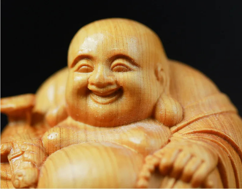 Wood carved Maitreya Buddha