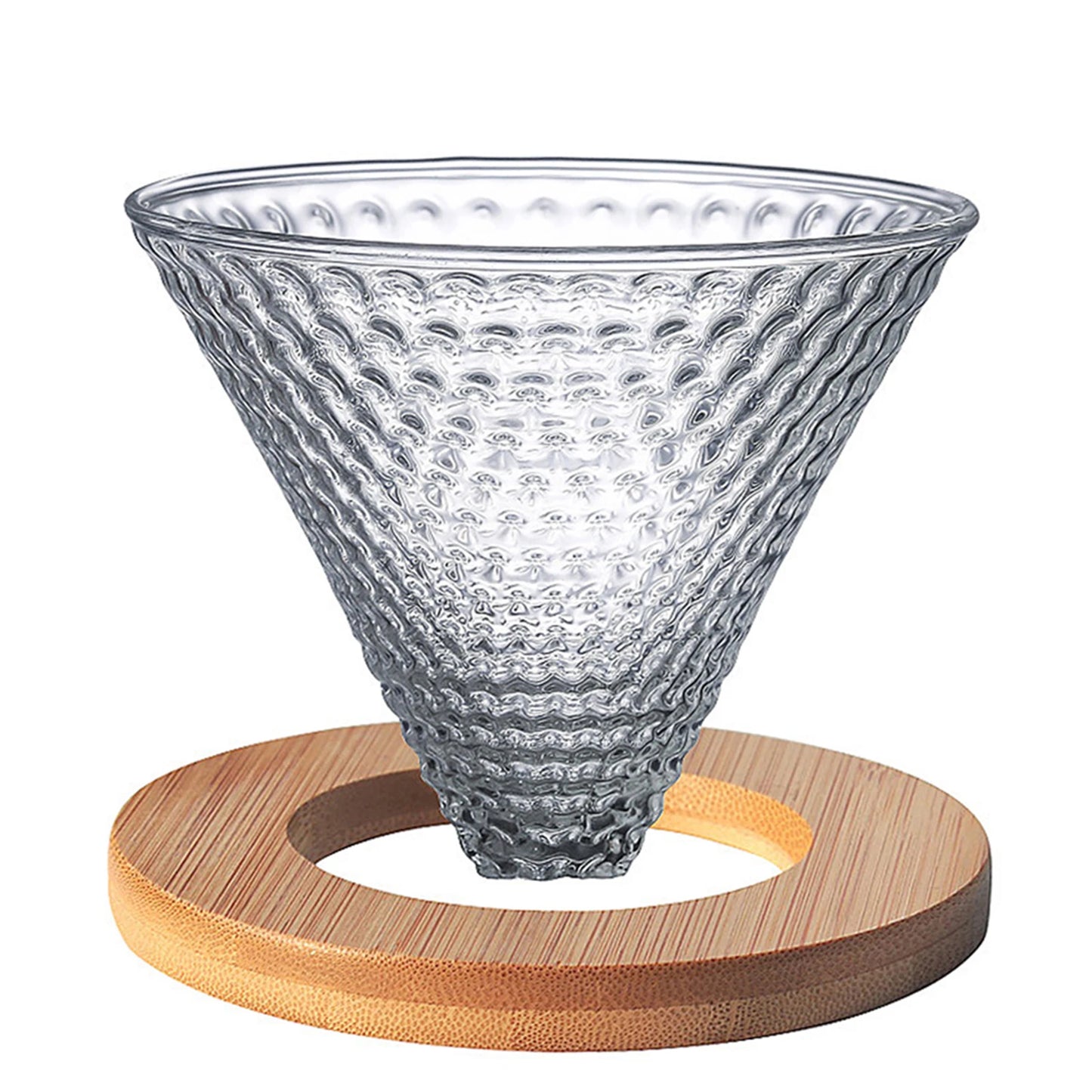 Pour Over Glass Cone and Wooden Filter Stand