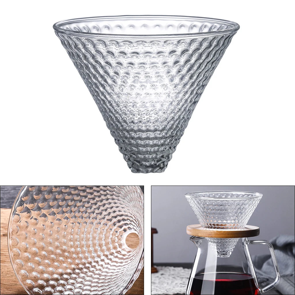 Pour Over Glass Cone and Wooden Filter Stand