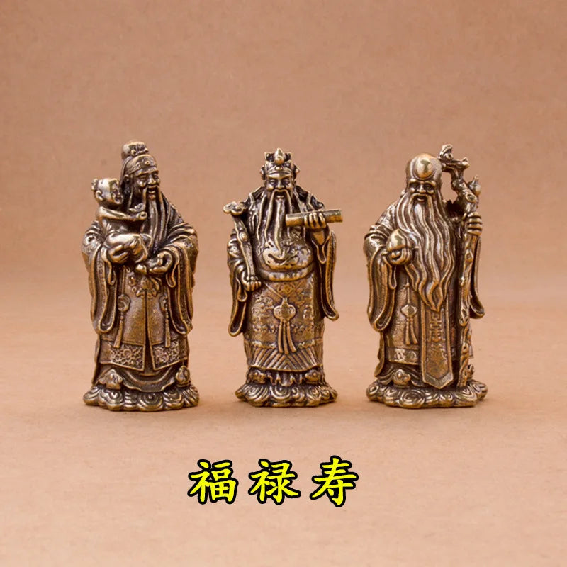 Mini Fu Lu Shou Bronze Statues