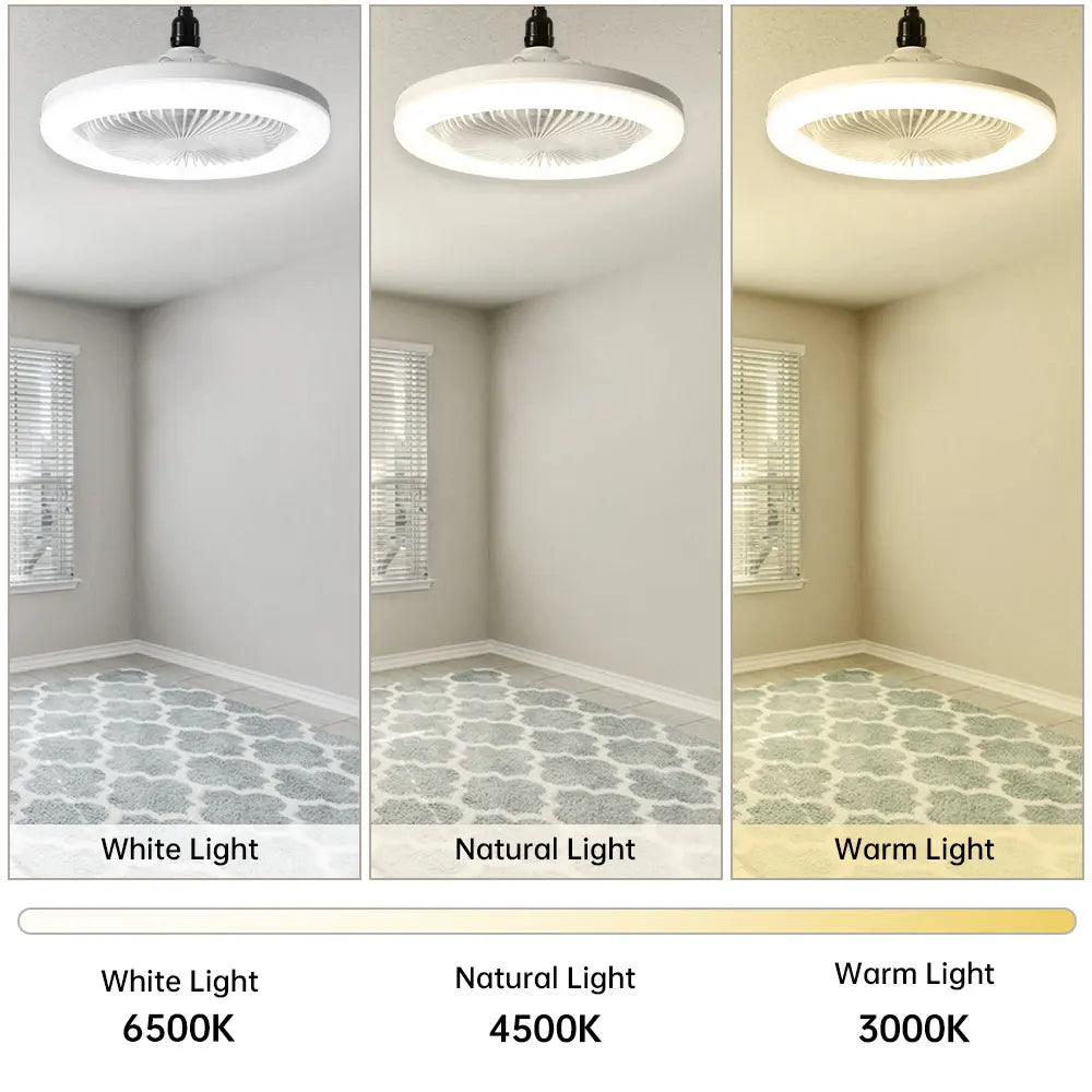 2-in-1 LED Ceiling Fan Light with Remote Control - Dimmable E27 Cooling Fan Lamp
