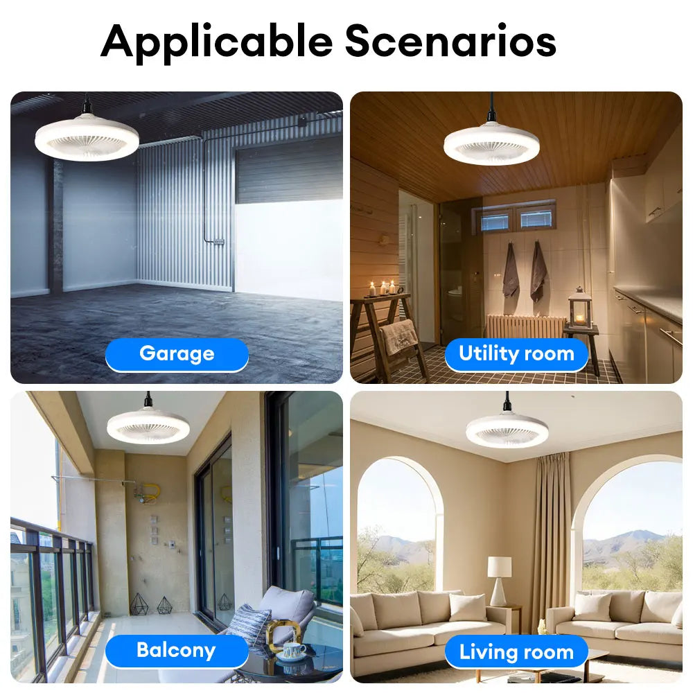 2-in-1 LED Ceiling Fan Light with Remote Control - Dimmable E27 Cooling Fan Lamp