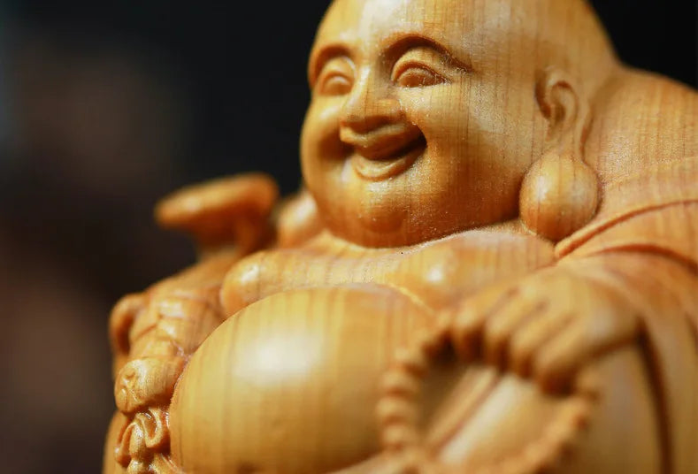 Wood carved Maitreya Buddha