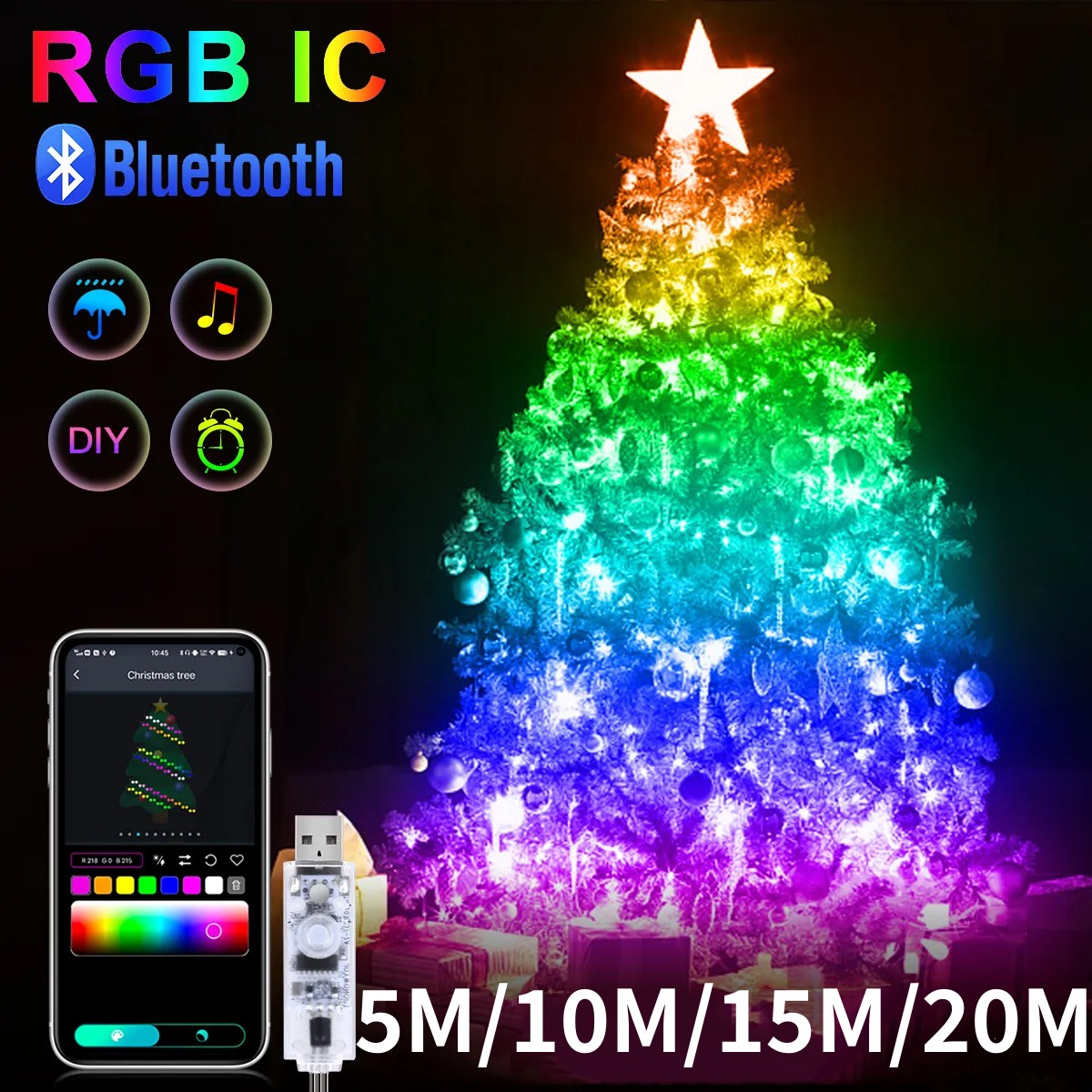 USB Fairy Lights with Bluetooth Control