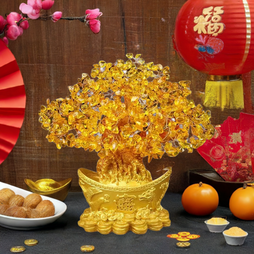 CNY 2026 Fortune Money Tree - Year of the Horse Wealth Decoration with Gold Bells & Red Envelopes