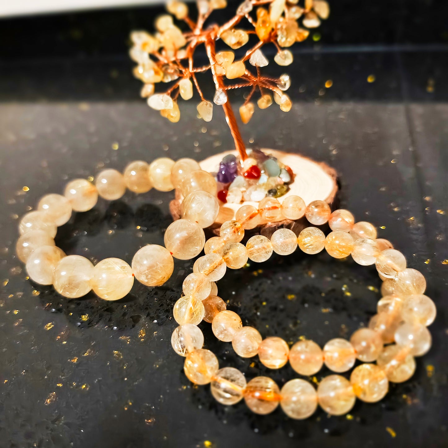 Huat Cai Gold Rutilated Citrine Bracelet - Attract Wealth & Success